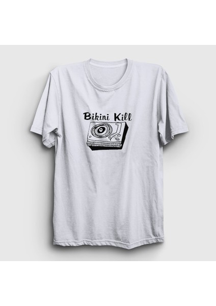 Unisex Beyaz Logo Bikini Kill T-Shirt