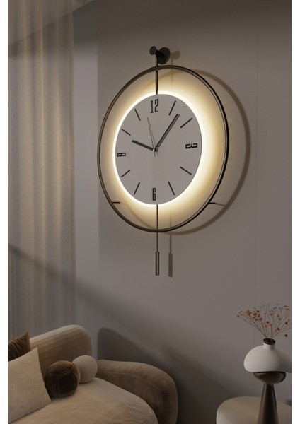 (Büyük Boy - 50*75 cm)Blackfred (Pilli LED ) (Ortaboy) Iskandinav (Quartz Mekanizmali) - Metal Duvar Saati