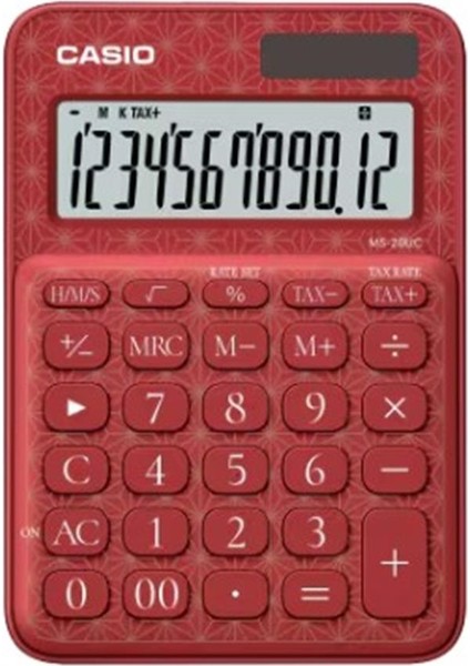 MS-20UC-JRD 12 Hane Kırmızı Desenli Masa Üstü Hesap Makinesi