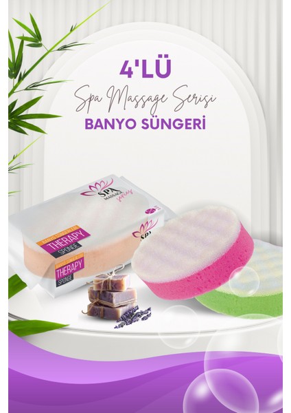 4 Adet Banyo Vücut Duş Masaj Süngeri Spa Süngeri Banyo Terapi Süngerleri