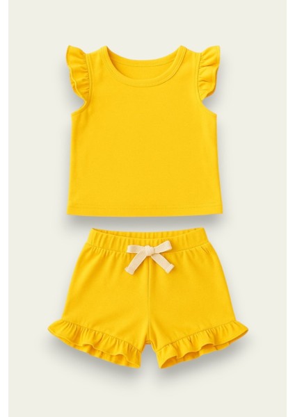 Fırfırlı Kız Çocuk Şort Takım