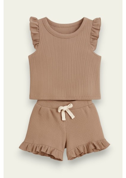 Fırfırlı Kız Çocuk Şort Takım