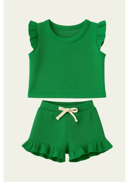 Fırfırlı Kız Çocuk Şort Takım