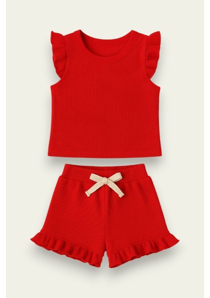 Fırfırlı Kız Çocuk Şort Takım