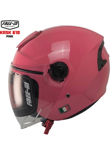 Free-M 618 Yarım Kask Pembe(Güneş Vizörlü)