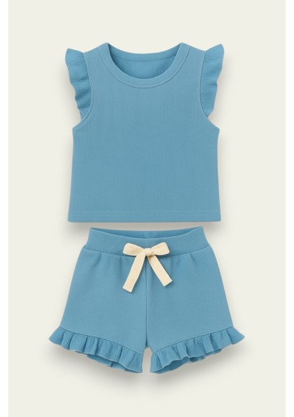 Fırfırlı Kız Çocuk Şort Takım