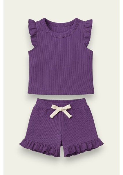 Fırfırlı Kız Çocuk Şort Takım