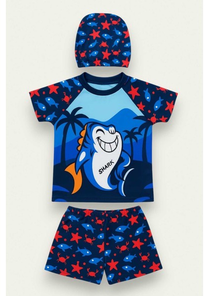 Erkek Çocuk Desenli 3'lü Mayo Takımı 2-12 Yaş 12002