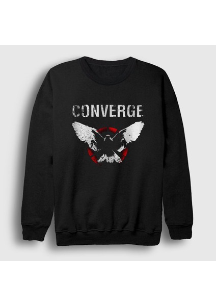 Unisex Siyah No Heroes Converge Sweatshirt