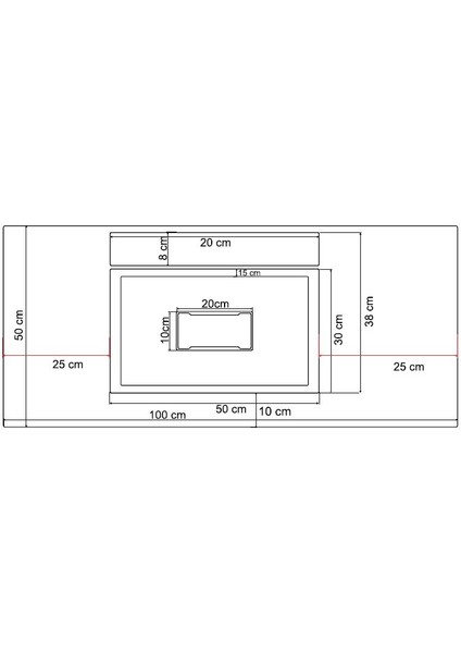 Flatstone 100X50 Siyah Etajerli Granit Banyo Lavabosu modelleri