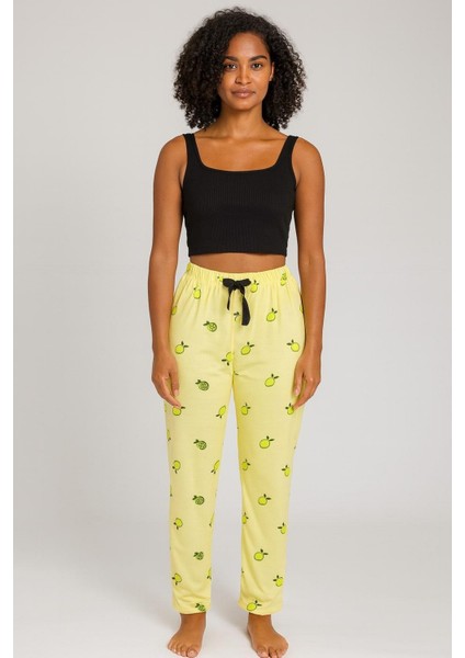 Kadın Limon Desenli Milan Tek Alt Sarı