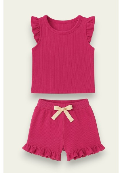 Fırfırlı Kız Çocuk Şort Takım