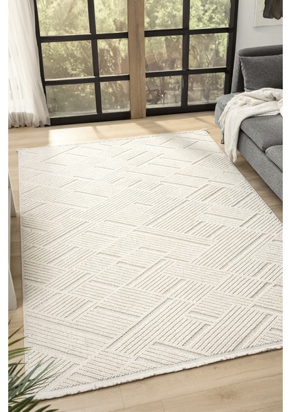 Fizy Beyaz Halı Loop Sisal Halı Modern Dokuma Oturma Odası Salon Halısı 13791A