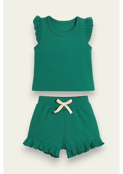Fırfırlı Kız Çocuk Şort Takım