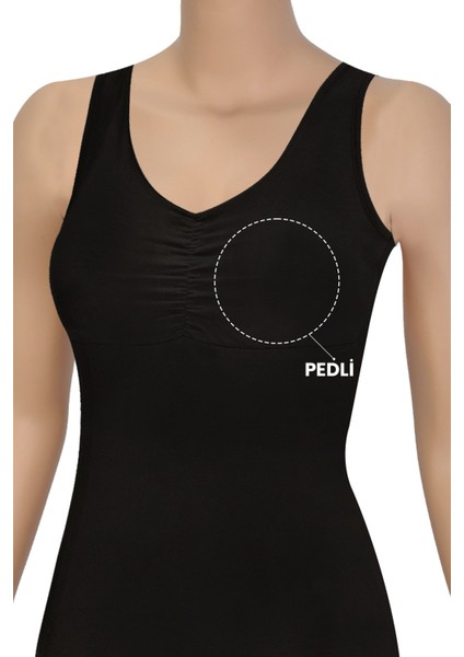 Kadın Atlet Büzgülü Çıkarılabilir Pedli (%96 Pamuk - %4 Elastan)