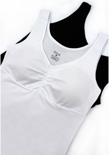 Kadın Atlet Büzgülü Çıkarılabilir Pedli (%96 Pamuk - %4 Elastan) modelleri