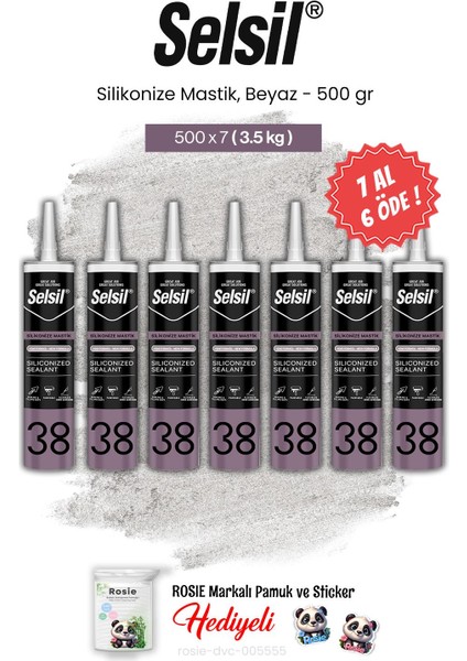 Silikonize Mastik, 500 Gr, Beyaz 7 Al 6 Öde ve Rosie Pamuk