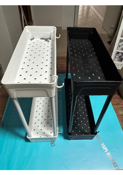 Çok Amaçlı 2 Katlı Evye Altı Düzenleyici Askılı Banyo Dolap Içi Organizer Rafı Standı modelleri