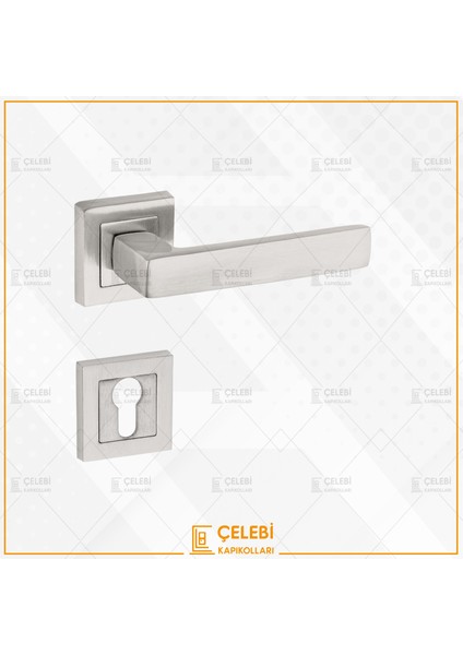 Lama Kol Kare Rozetli Nikel Saten Yale Kapı Kolu