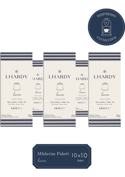 Luna Kapsül Kahve Müdavim Paket (10 x 10 Adet Kapsül Içerir)