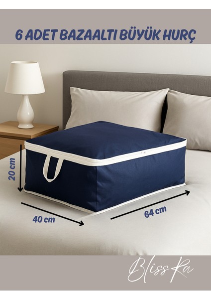 Lacivert Baza Altı Hurç Seti 6’lı, Organizer Yorgan Nevresim Saklama, 64X40X22 fiyatları
