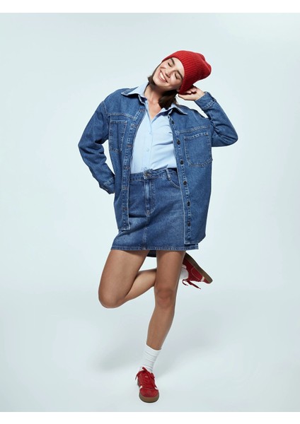 Lcw Vision Indigo Standart Fit Kadın Jean Etek