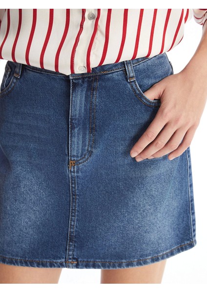 Lcw Vision Indigo Standart Fit Kadın Jean Etek fırsatları