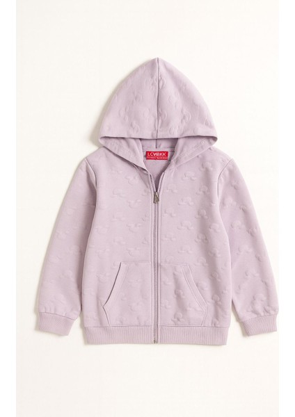 Dokulu Kız Çocuk Kapüşonlu hırka - Lila