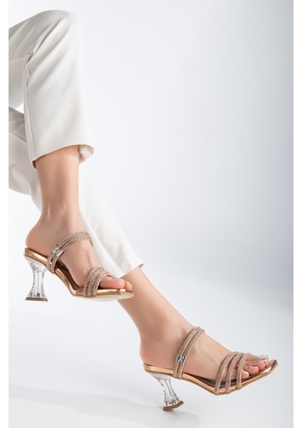 Kadın Taş Detaylı Şeffaf Topuklu Abiye Ayakkabı