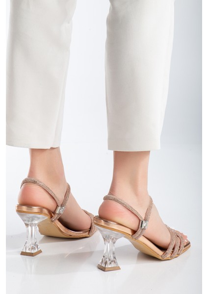 Kadın Taş Detaylı Şeffaf Topuklu Abiye Ayakkabı modelleri
