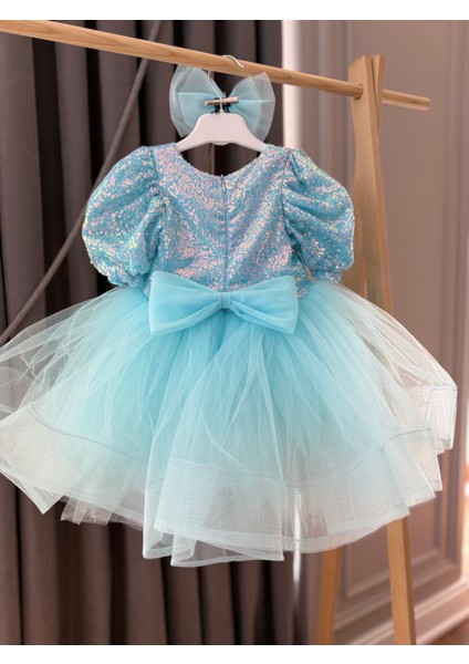 Aden Pullu Payetli Tütü Doğum Günü Mezuniyet Parti Kostüm Kısa Balon Kollu Abiye Kız Çocuk Elbise fırsatları