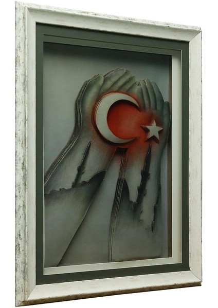 El Işçiliği Ay Yıldız Kağıt Rölyef Tablo 66X85 cm - 6350 fiyatları