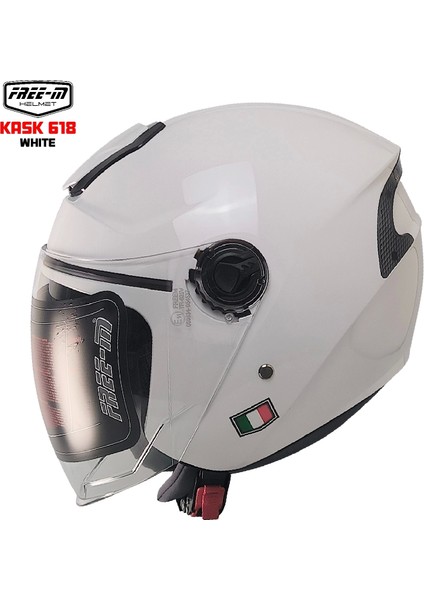 Free-M 618 Yarım Kask Beyaz(Güneş Vizörlü)