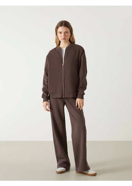 Lcw Vision Kahverengi Kolej Yaka Oversize Kadın Fermuarlı Sweatshirt fiyatları