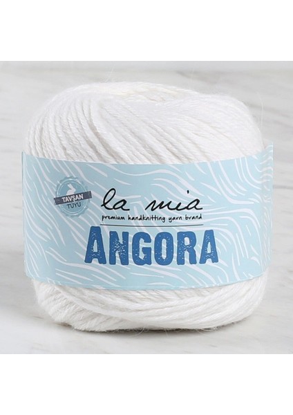 La Mia Angora 50GR Beyaz El Örgü İpi - L001 - 33804