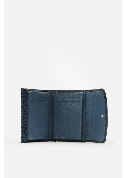 Hakiki Prestige Croco Deri Nero Kadın Cüzdan Bayan Cüzdan 13X9 Cm, Arka Fermuarlı, Çift Çıtçıtlı