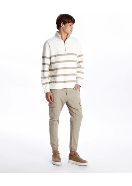 Xsıde Bej Slim Fit Gabardin Erkek Kargo Pantolon