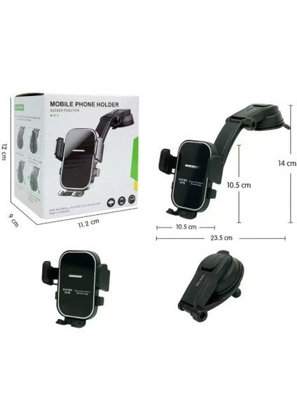 Torpido Üstü Vakumlu Araç Telefon Tutucu Ayarlanabilir Uzun Kollu fırsatları