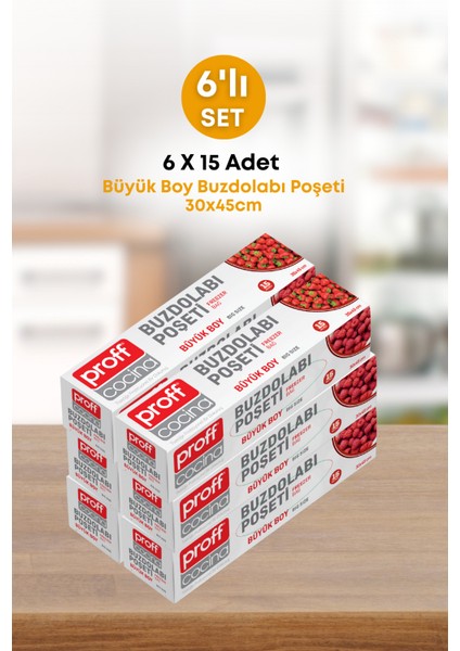 6 Adet 15’li Buzdolabı Poşeti Büyük Boy – Dayanıklı Gıda Saklama Torbası –30X45CM