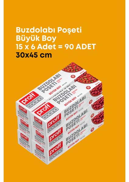 6 Adet 15’li Buzdolabı Poşeti Büyük Boy – Dayanıklı Gıda Saklama Torbası –30X45CM fiyatları