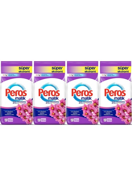 Matik Toz Çamaşır Deterjanı 40KG Yıldız Çiçeği (Beyaz ve Renkliler) (268 Yıkama) (4PK*10KG)