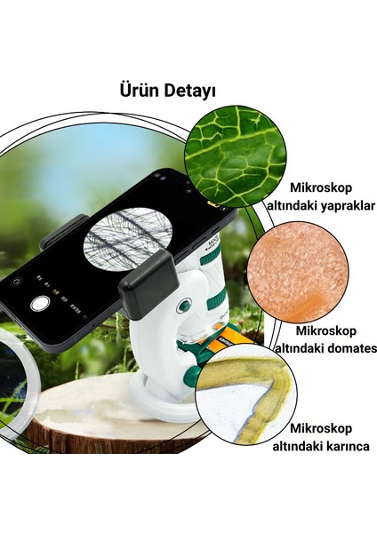 180X LED Işıklı Mikroskop Seti 21 Parça Taşınabilir Eğitici Çocuk Deney Kiti modelleri