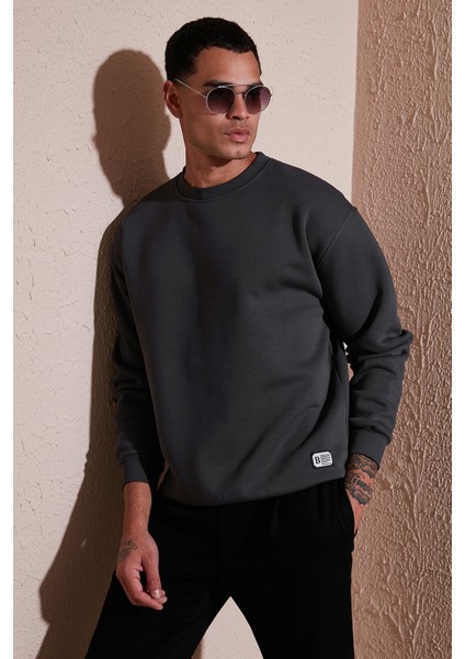 Regular Fit Bisiklet Yaka Pamuklu Içi Tüylü Yumuşak Şardonlu Sweat Erkek Sweat 5905255