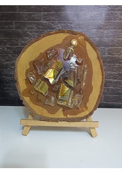 Zaykırıksanat Cam Şişe Kırık Sanat Kütük Tabanlı Epoksi Tablo