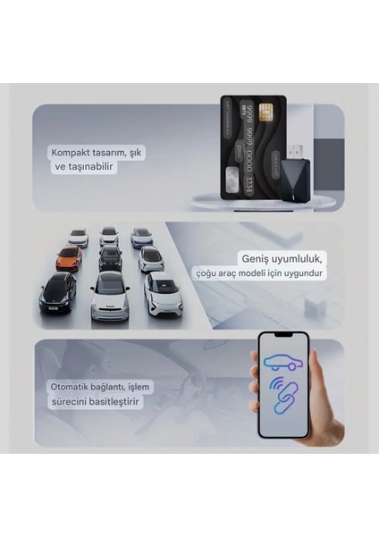Xuda Carplay Android+Apple İphone ios Uyumlu Bluetooth+Wifi Otomatik Tak ve Çalıştır Orijinal Carplay Minik Yeni Nesil Son Teknoloji