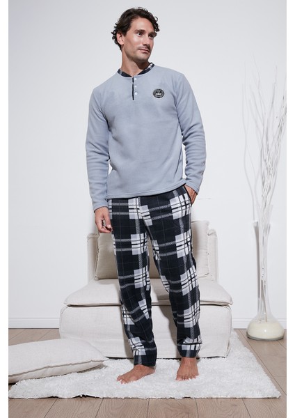 Regular Fit Bisiklet Yaka Kışlık Yumuşak Dokulu Polar Pijama Takımı Erkek Pijama Takımı 6096100 fırsatları