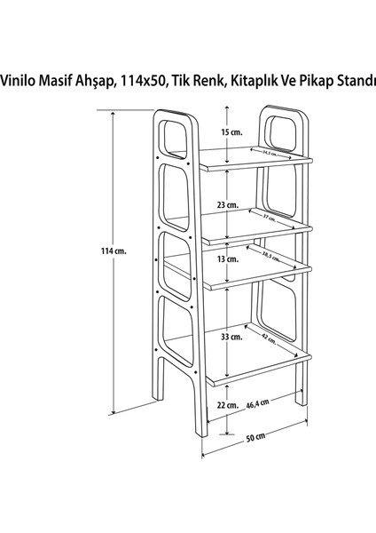 Vinilo Ahşap, 114X50, Tik Renk, Kitaplık ve Pikap Standı CPT4672-50 indirimleri