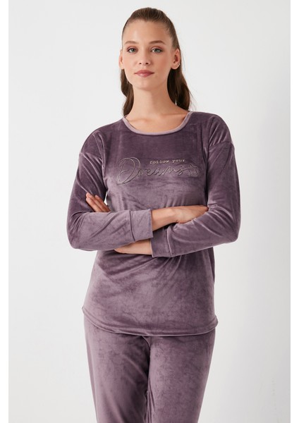 Standart Fit Bisiklet Yaka Pijama Takımı Bayan Pijama Takımı 6094202 indirimleri
