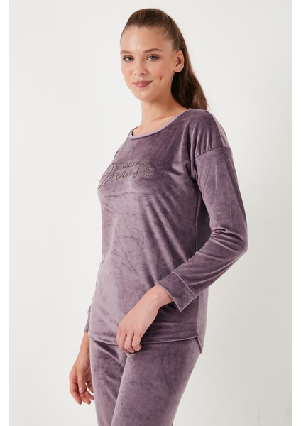 Standart Fit Bisiklet Yaka Pijama Takımı Bayan Pijama Takımı 6094202