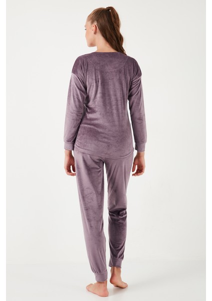 Standart Fit Bisiklet Yaka Pijama Takımı Bayan Pijama Takımı 6094202